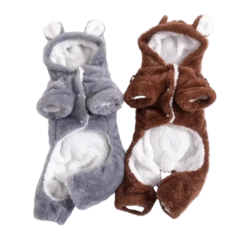 Plush Bear Hooded Cat Clothing - Luxe Whiskers