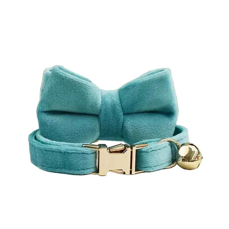 Velvet Bow Cat Collar - Green - Luxe Whiskers