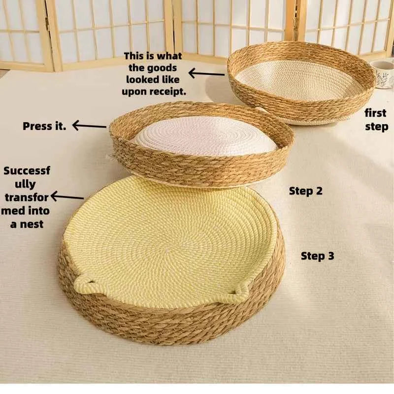 2-in-1 Round Cat Scratching Post and Bed