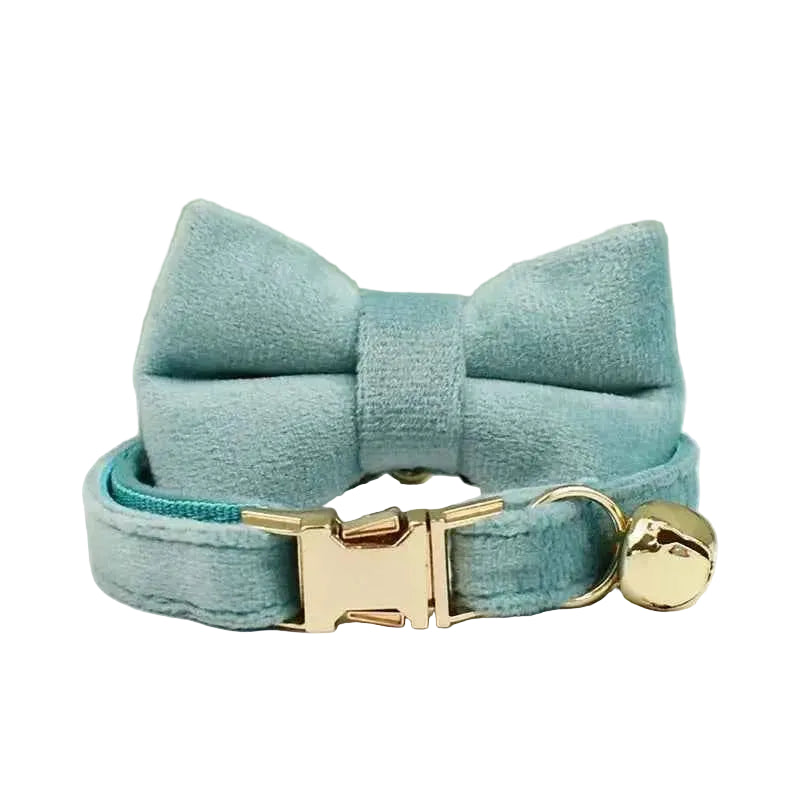 Velvet Bow Cat Collar - Green - Luxe Whiskers