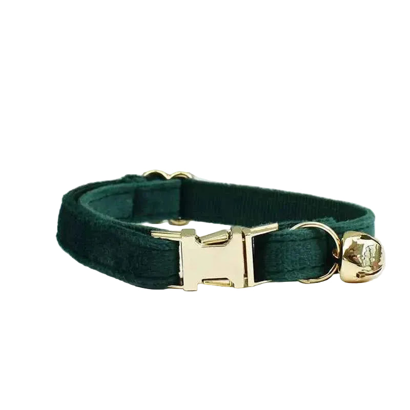 Velvet Bow Cat Collar - Green - Luxe Whiskers