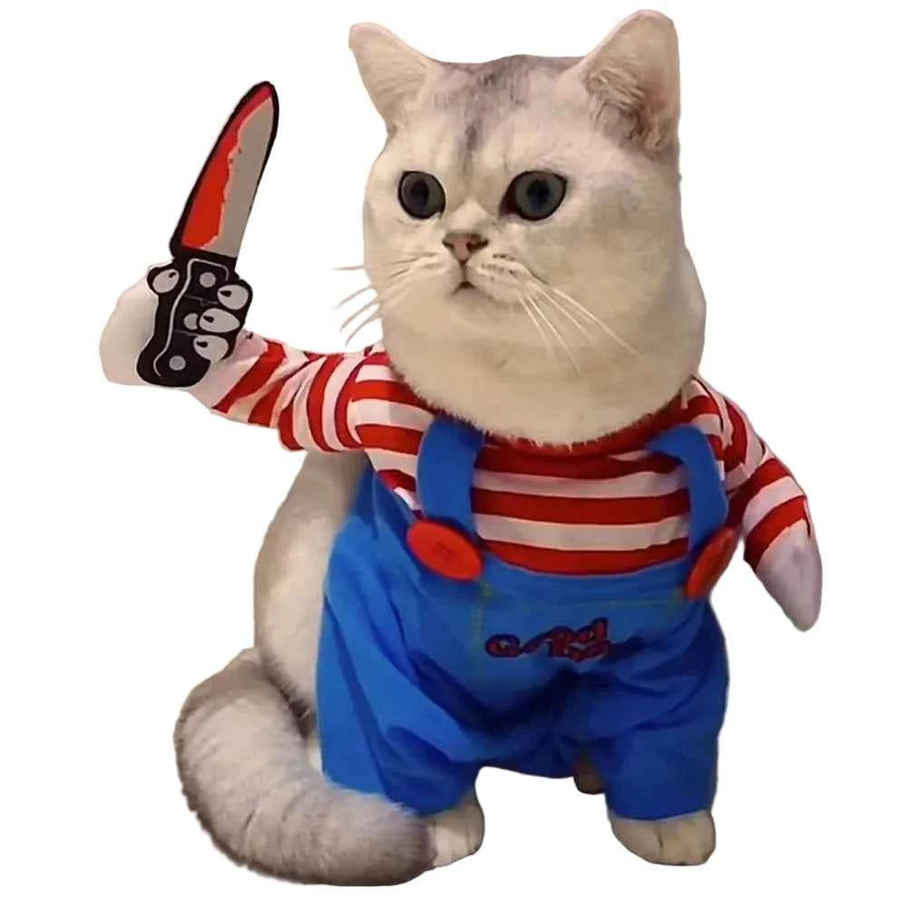 Funny Cat Clothes Halloween Cosplay Costumes For Small Medium Dog Cats Creative Pet Party Kitten Jumpsuits Soft Warm Cat Coat