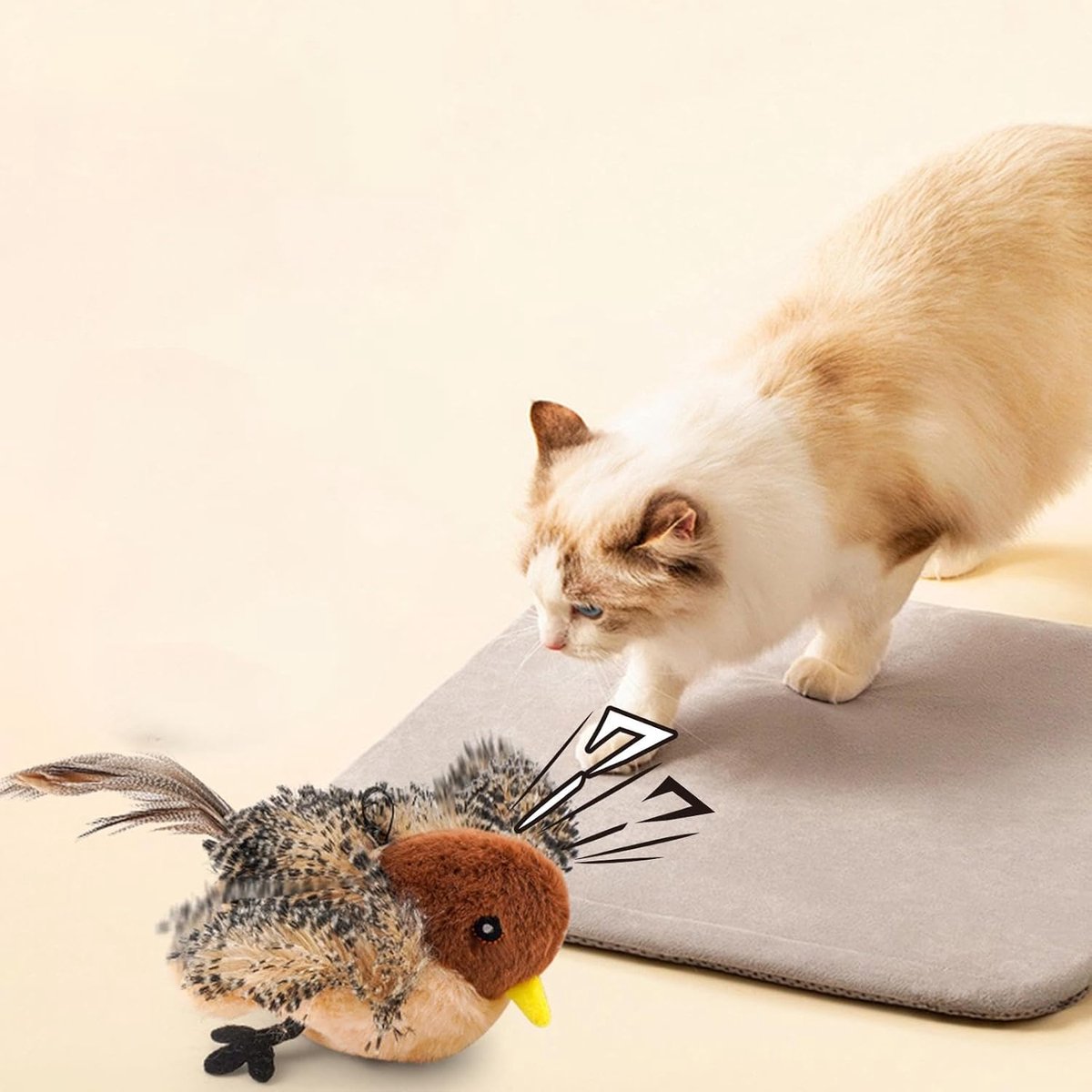 Cat Toys - Cat Toys with Catnip - Flappy Bird Cat Toy for Indoor Cats - Rechargeable - Electric Cat Toys - With Sound - Plush Sports Toy for Kittens - Pic Luxe Whiskers