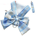 Blue Plaid Bow Cat Vest Harness-M
