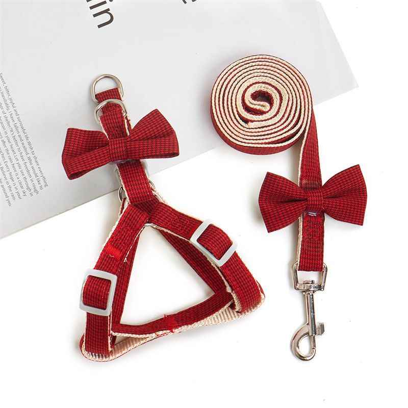 Nylon Houndstooth Dog Leash Cat Harness Blue 1.0cm 1.0cm recommend 1.50 kg-3.50 kg - Luxe Whiskers
