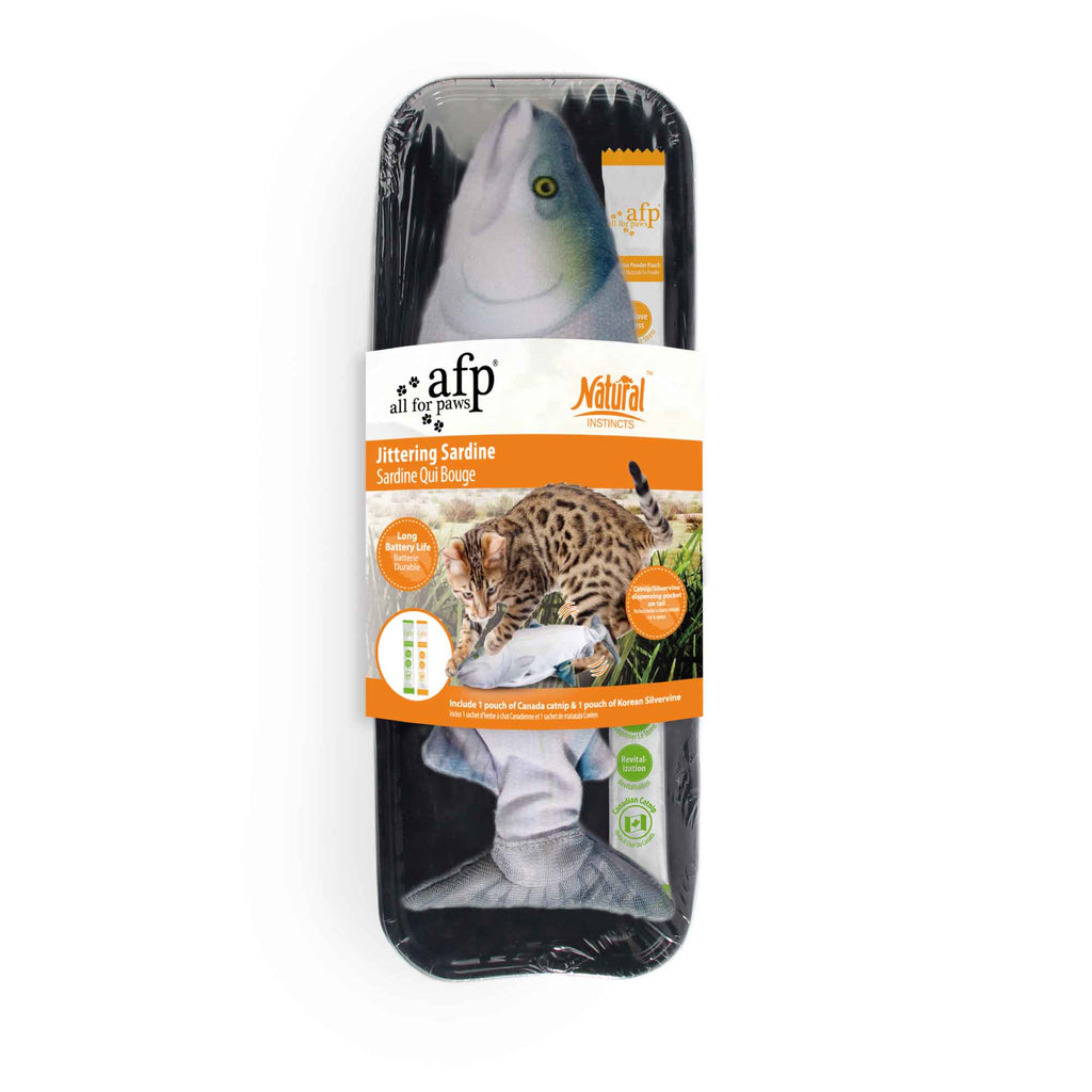 Jittering Sardine Cat Toy Flopping Dancing Fish + Catnip Silvervine Electric USB - Luxe Whiskers