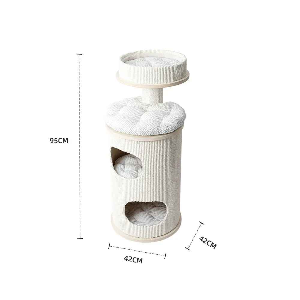 HONEYPOTCAT PURRING Multi-Level Sisal Barrel Cat Tower - 95cm - Luxe Whiskers