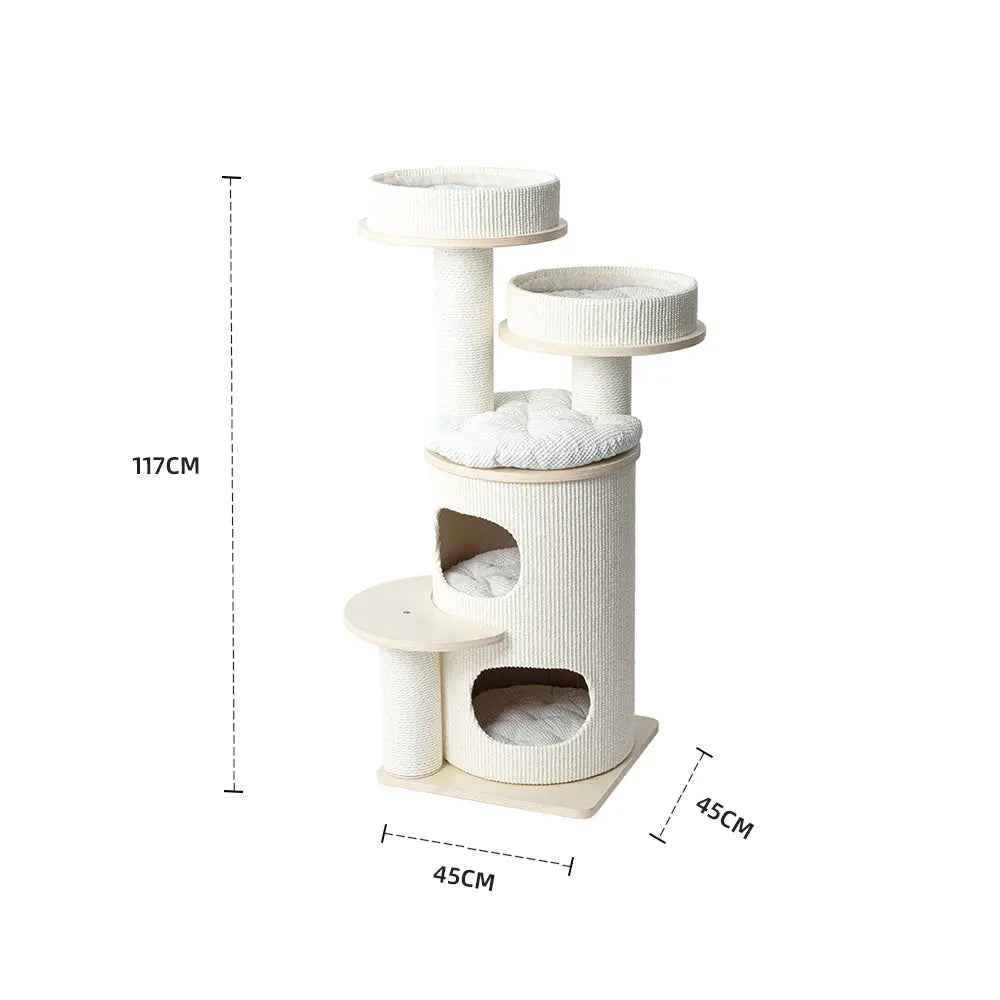 HONEYPOTCAT PURRING Multi-Level Sisal Barrel Cat Tower - PRO 117cm - Luxe Whiskers