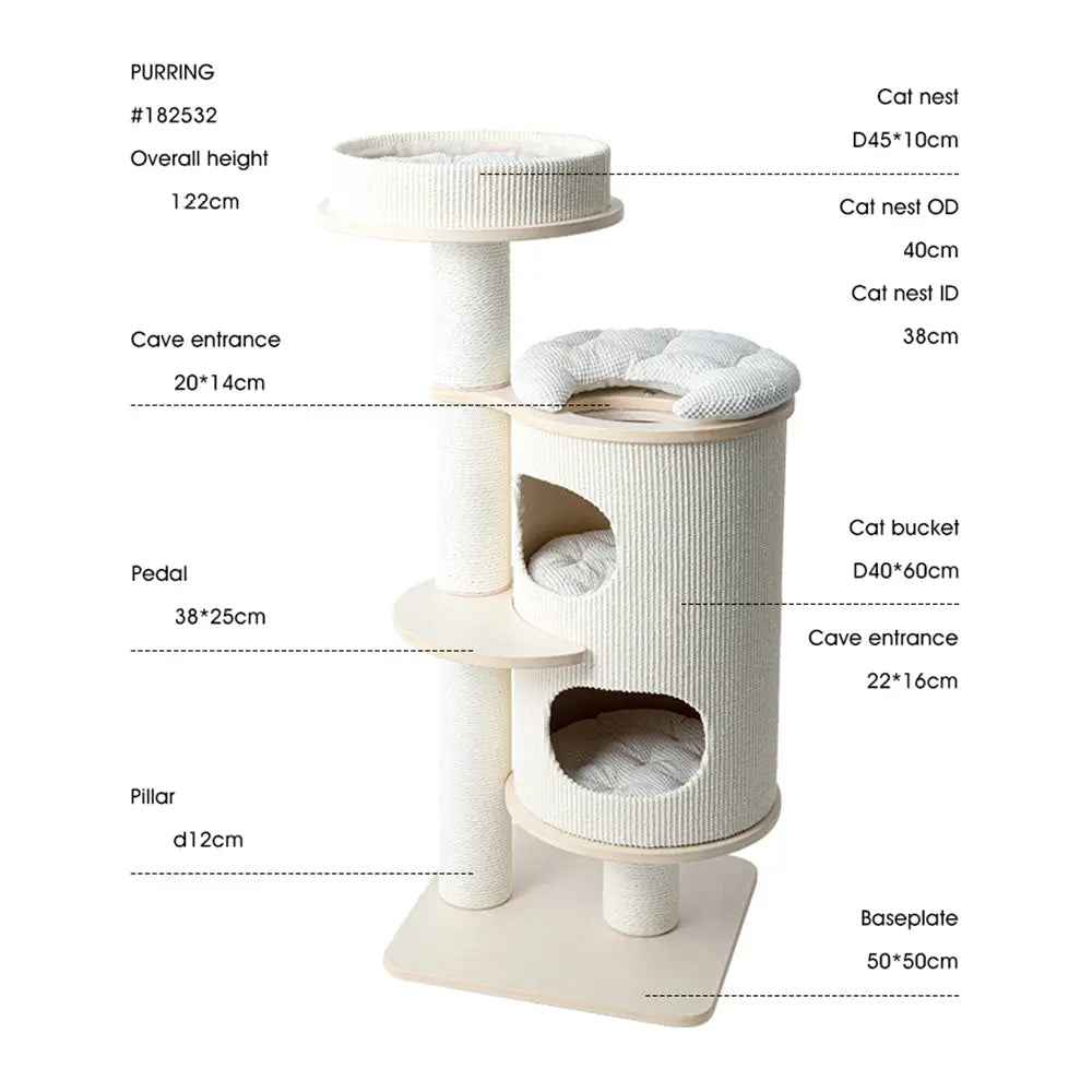 HONEYPOTCAT PURRING Cat Tower - 122cm - Luxe Whiskers