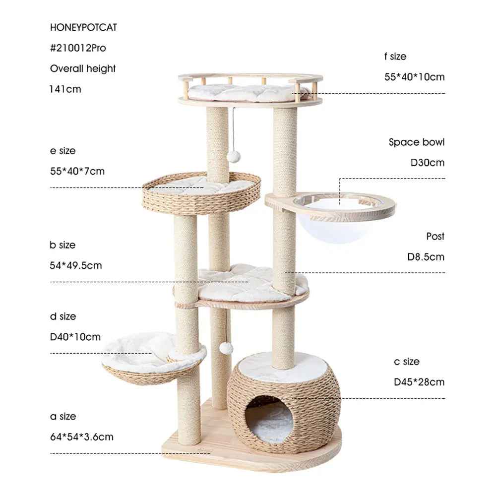 HONEYPOTCAT Cosy Woven Cat Perch - 141.5 cm - Luxe Whiskers