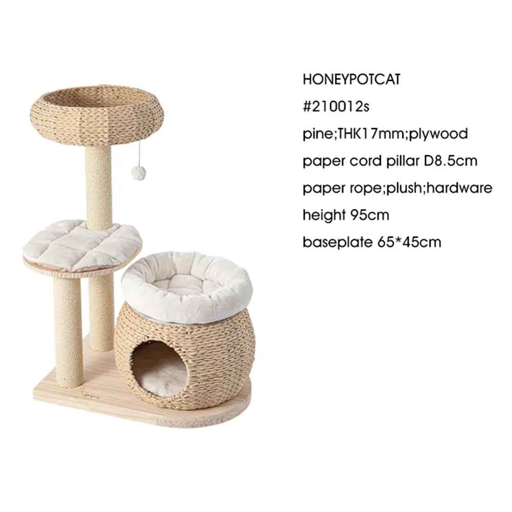 HONEYPOTCAT Plush Woven Cat Retreat - 93cm - Luxe Whiskers