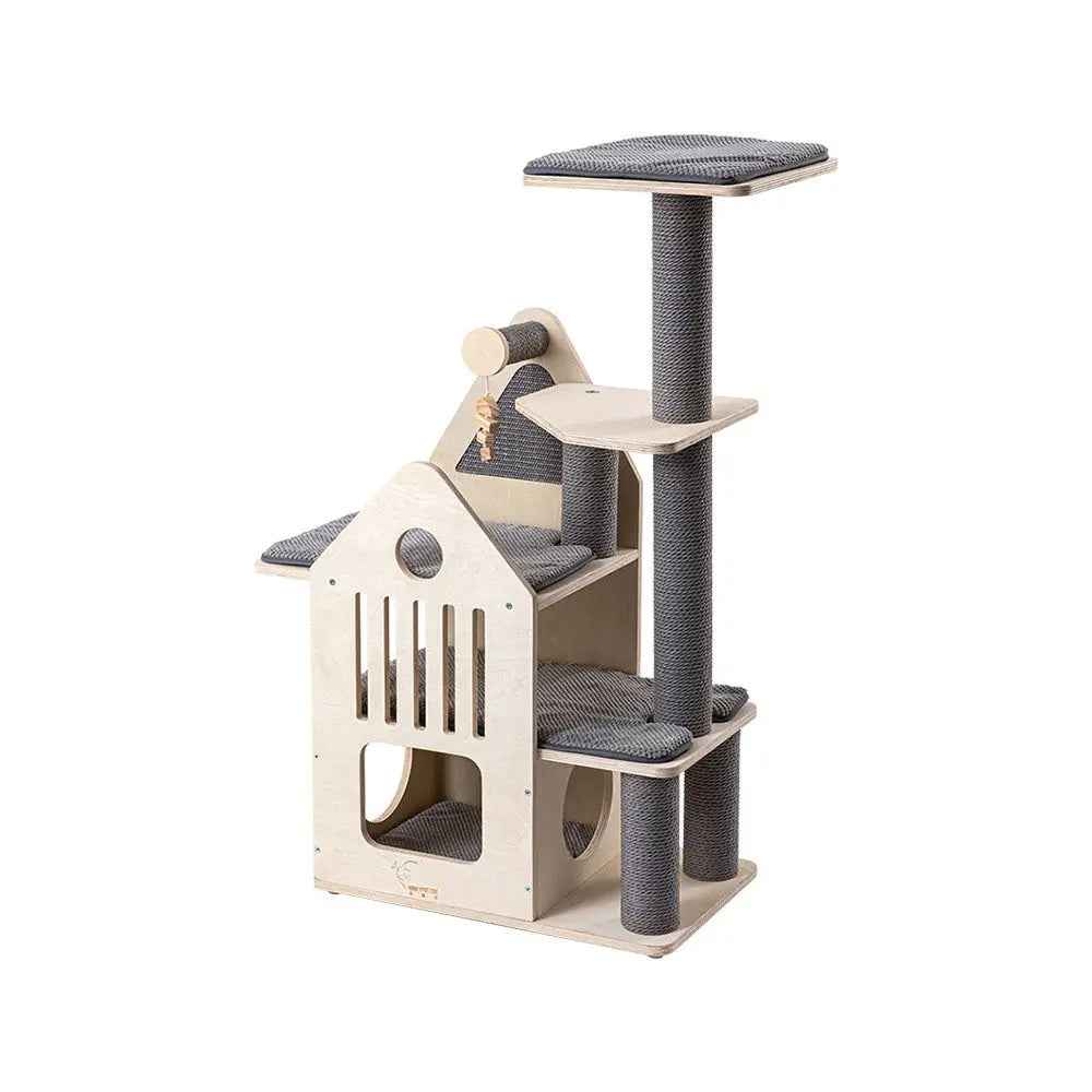 HONEYPOTCAT Deluxe Two-Level Cat Villa - 113cm - Luxe Whiskers
