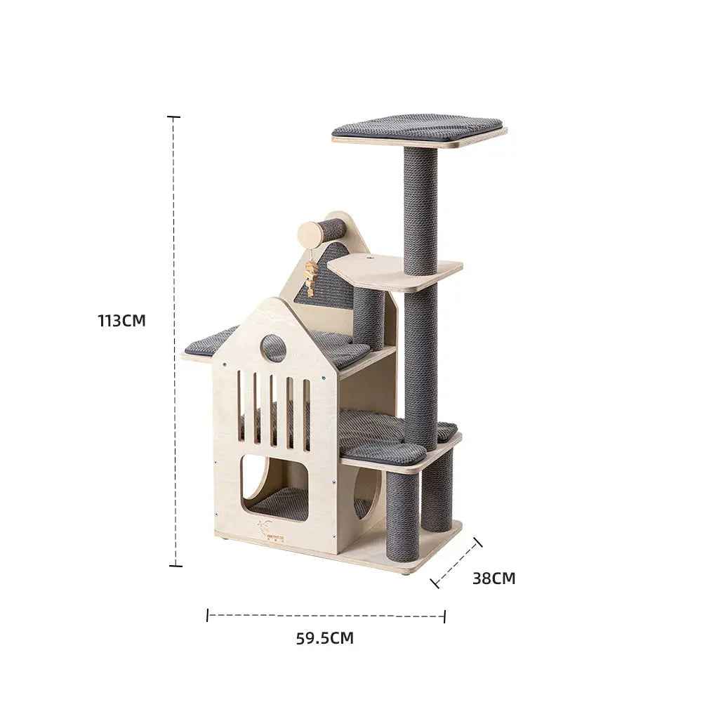 HONEYPOTCAT Deluxe Two-Level Cat Villa - 113cm - Luxe Whiskers