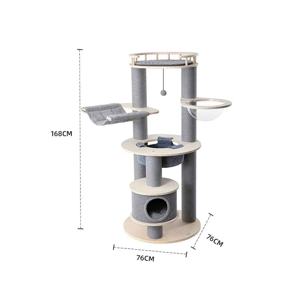 HONEYPOTCAT Majestic Reinforced Multi-Level Cat Tree With Hammock - 168cm - Luxe Whiskers
