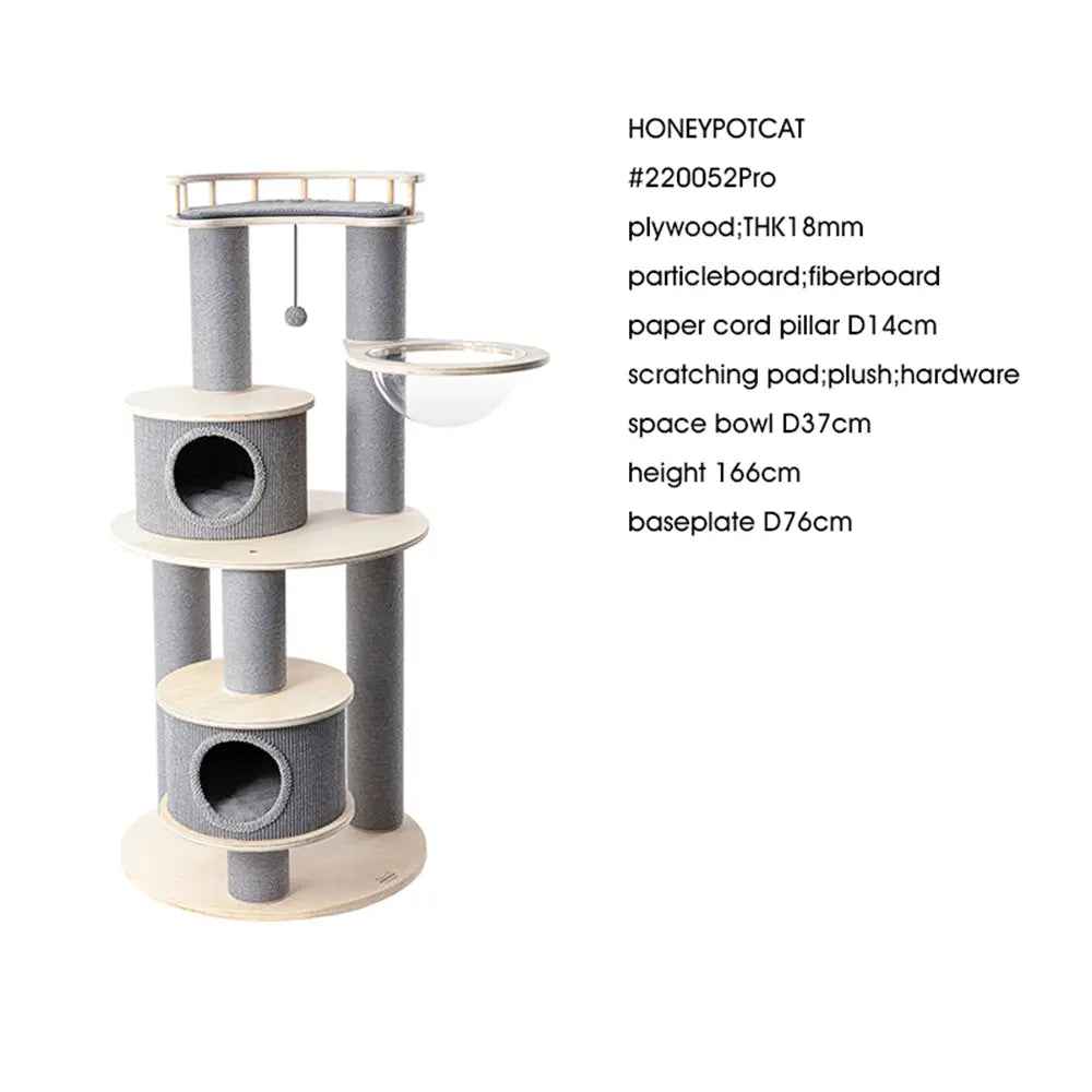 HONEYPOTCAT Majestic Reinforced Multi-Level Cat Tree - 165cm - Luxe Whiskers