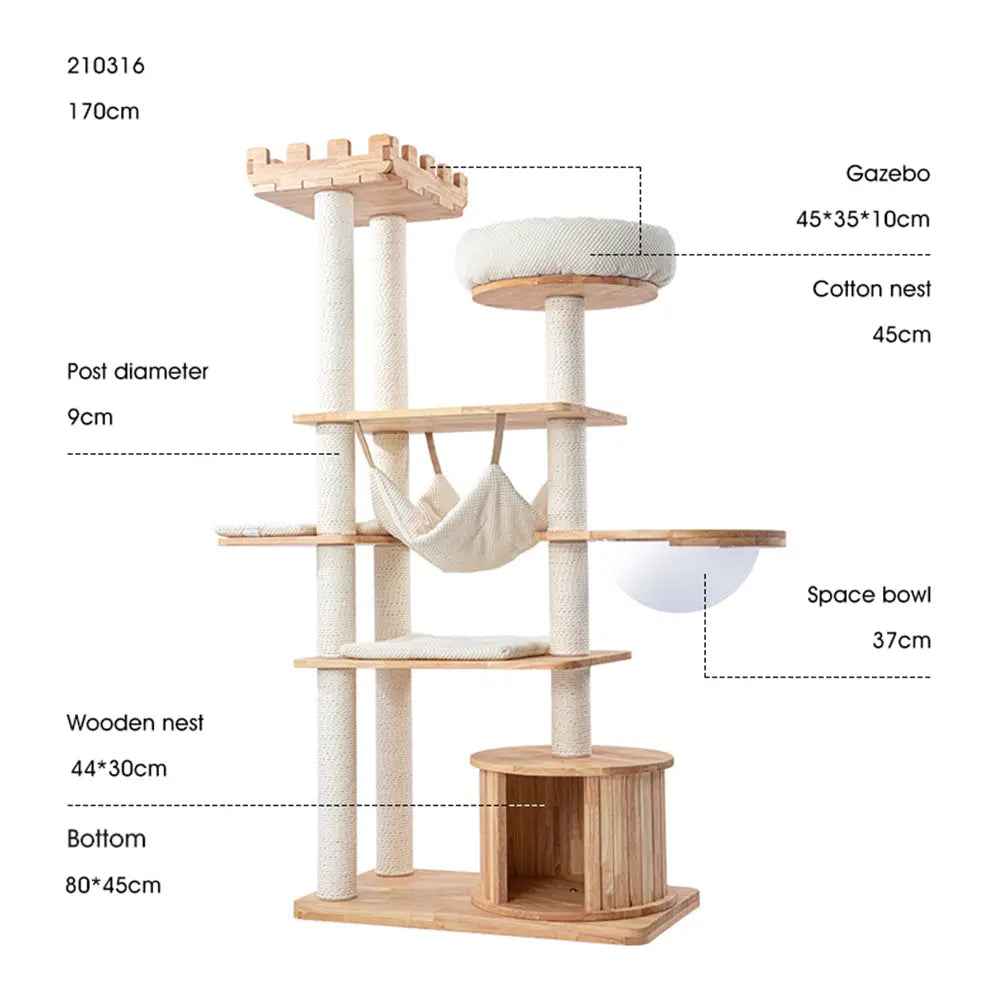 HONEYPOTCAT Grand Elegance Cat Castle with Space Capsule - 170cm - Luxe Whiskers