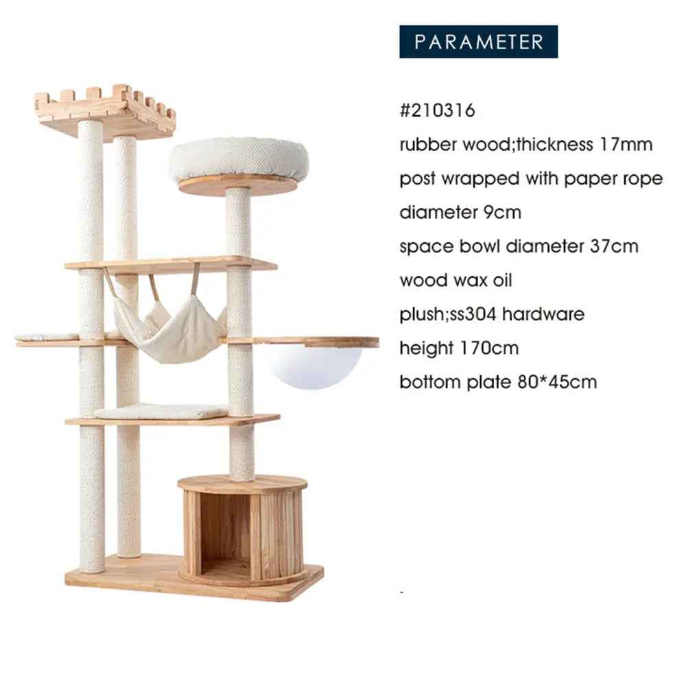 HONEYPOTCAT Grand Elegance Cat Castle with Space Capsule - 170cm - Luxe Whiskers