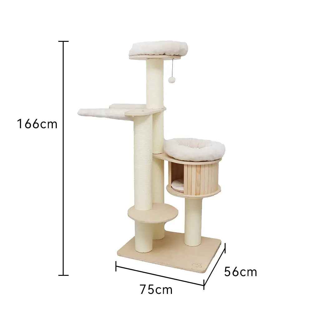 CATIO VINTAGE Solid Wood Cat Tree - 166cm - Luxe Whiskers