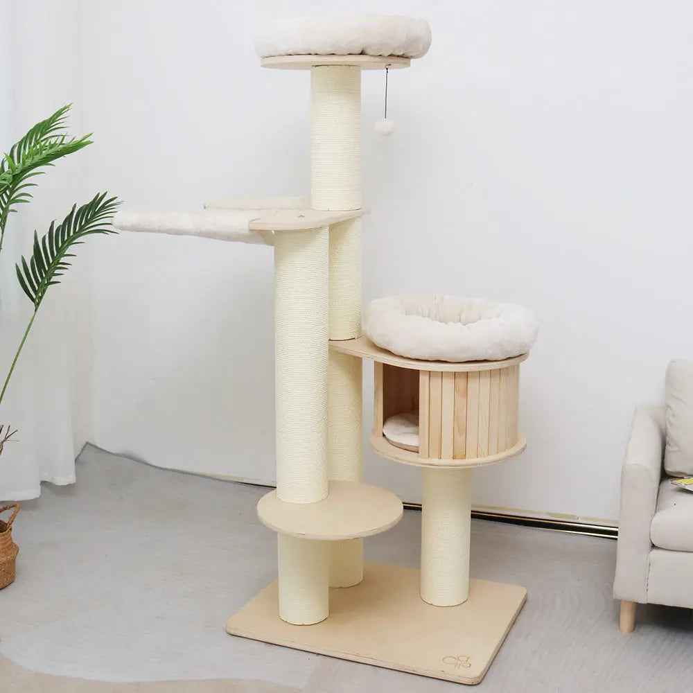 CATIO VINTAGE Solid Wood Cat Tree - 166cm - Luxe Whiskers