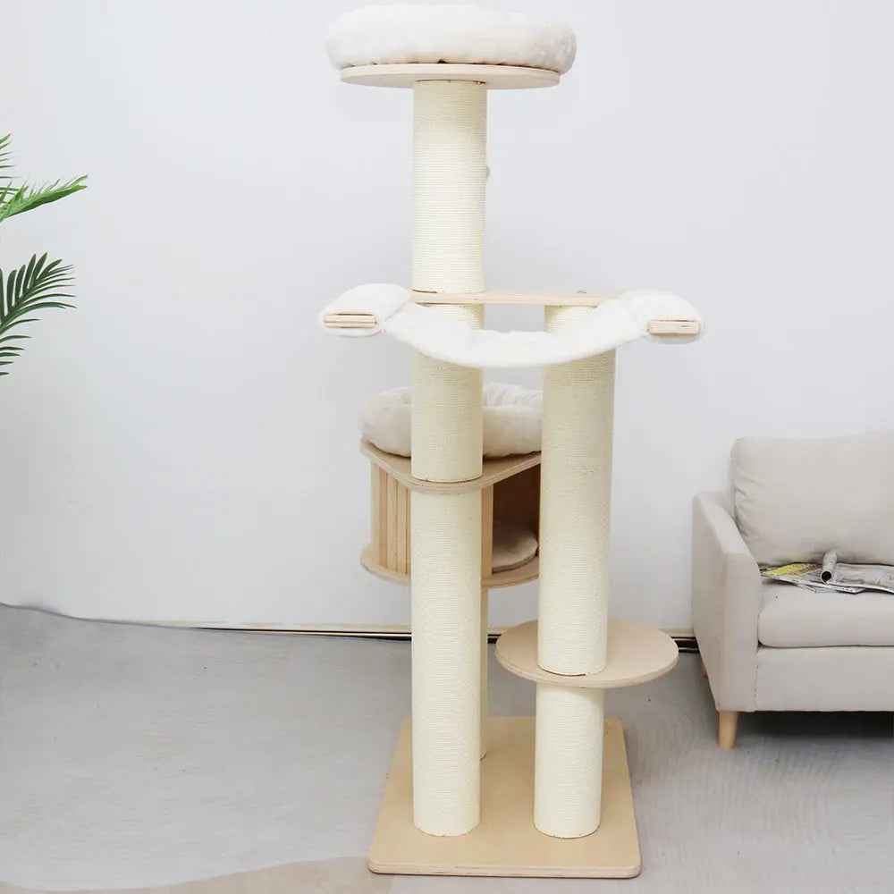 CATIO VINTAGE Solid Wood Cat Tree - 166cm - Luxe Whiskers