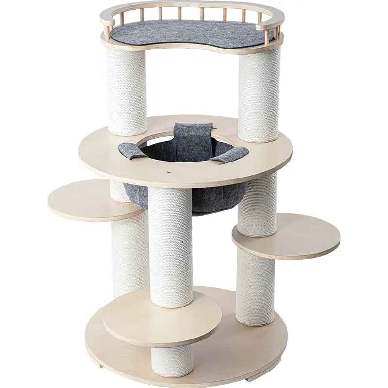 HONEYPOTCAT Harmony Wood Cat Tower - 123cm - Luxe Whiskers