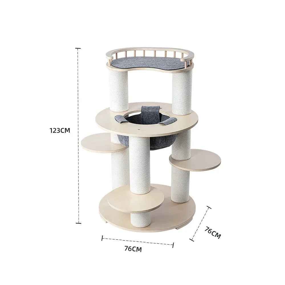 HONEYPOTCAT Harmony Wood Cat Tower - 123cm - Luxe Whiskers