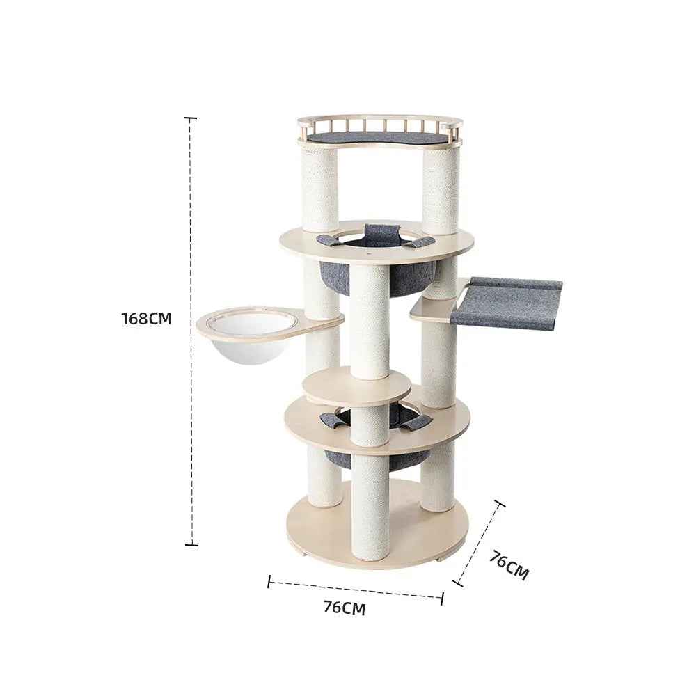 HONEYPOTCAT Harmony Wood Cat Tower - 168cm - Luxe Whiskers