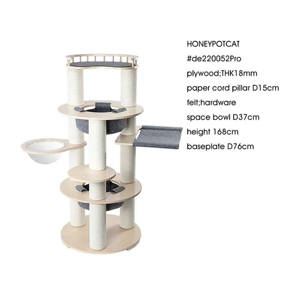 HONEYPOTCAT Harmony Wood Cat Tower - 168cm - Luxe Whiskers