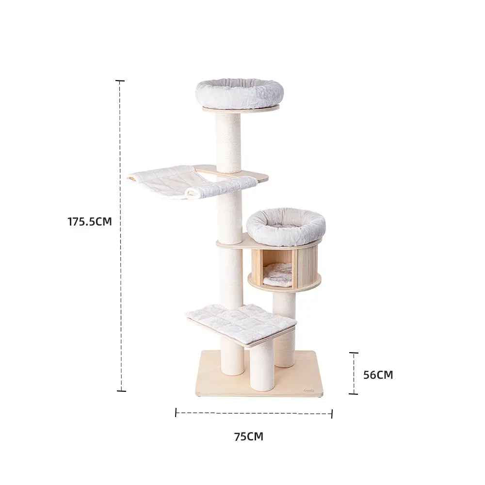 HONEYPOTCAT Signature Solid Wood Cat Tower - 175.5cm - Luxe Whiskers