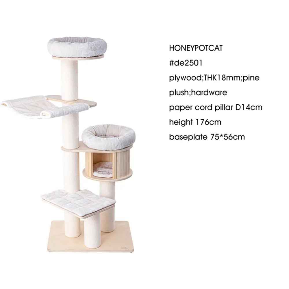 HONEYPOTCAT Signature Solid Wood Cat Tower - 175.5cm - Luxe Whiskers