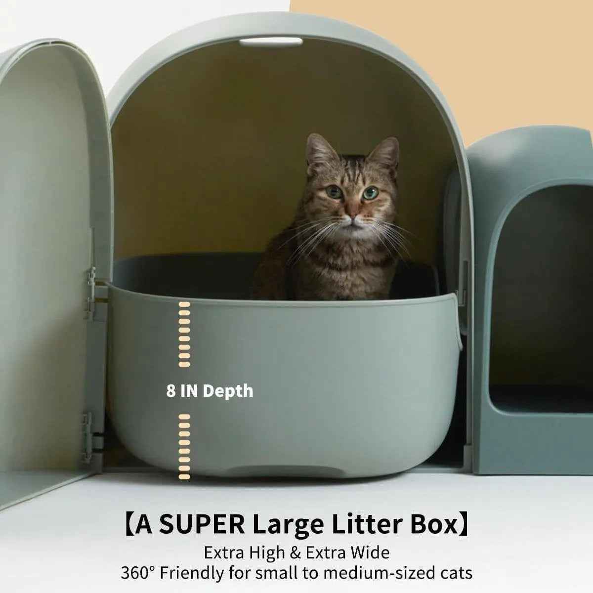 Fully Enclosed Anti-Splash Cat Litter Box- Green - Luxe Whiskers