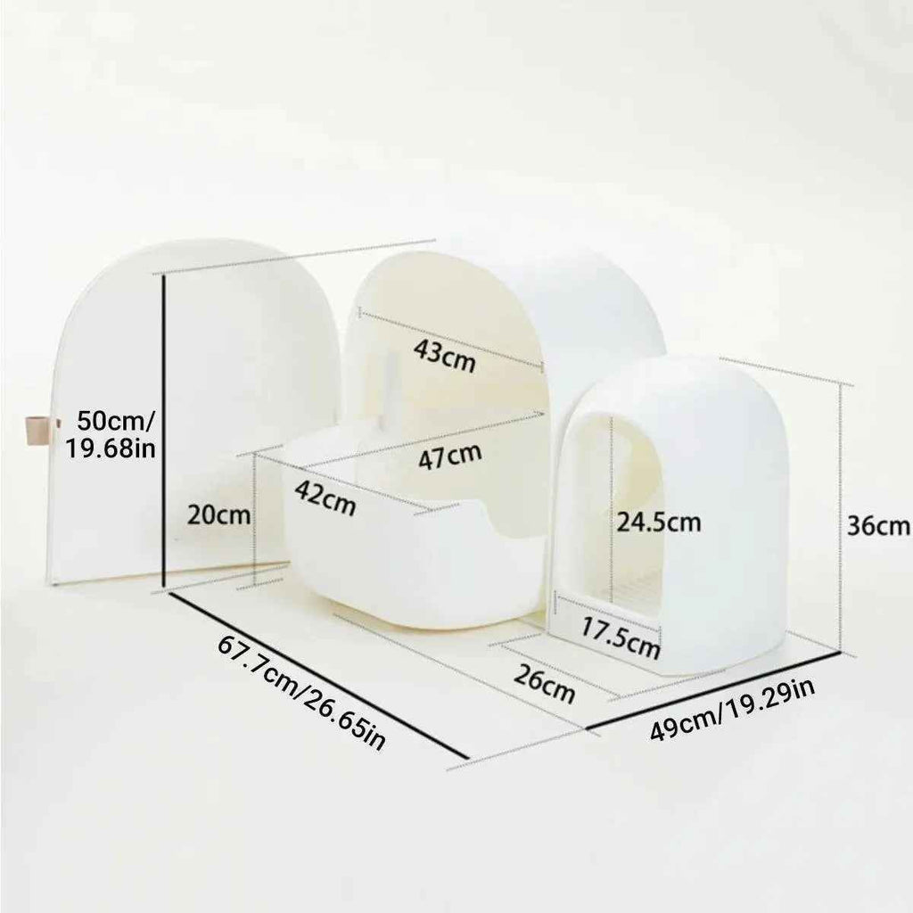 Fully Enclosed Anti-Splash Litter Box - White - Luxe Whiskers