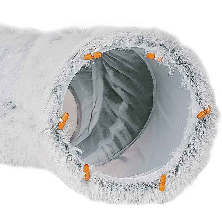 2-in-1 Dark Cat Bed with Cozy Hidden Tunnel - Grey - Luxe Whiskers
