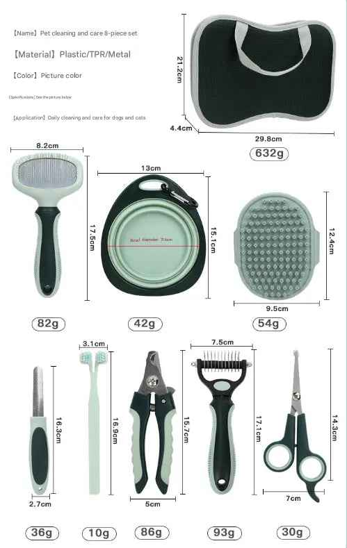 8-Piece Travel Cat Grooming Kit - Luxe Whiskers