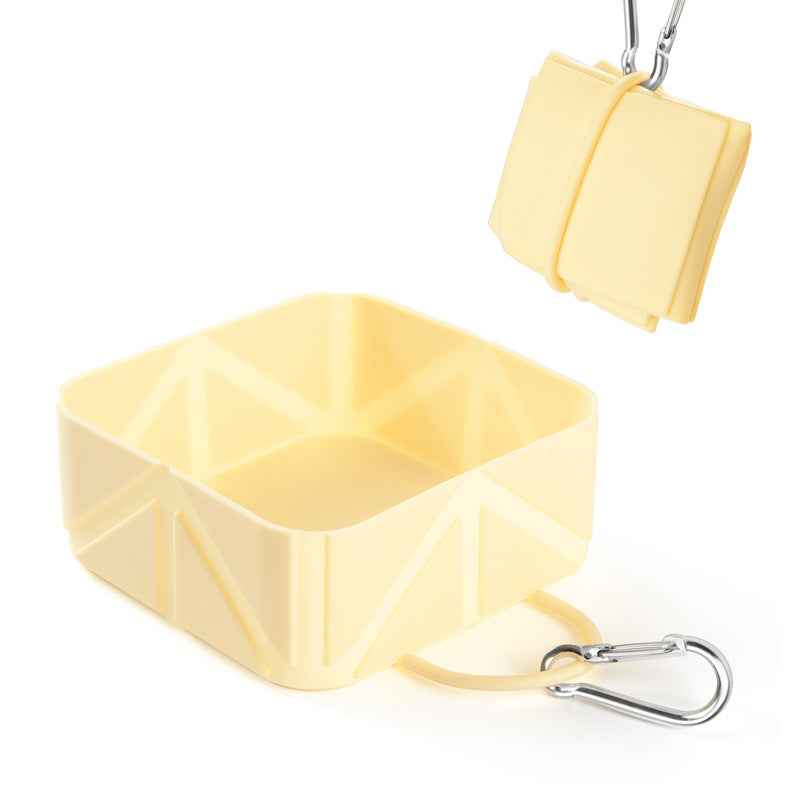 2Pcs Silicone Travel Pet Bowl - Yellow - Luxe Whiskers
