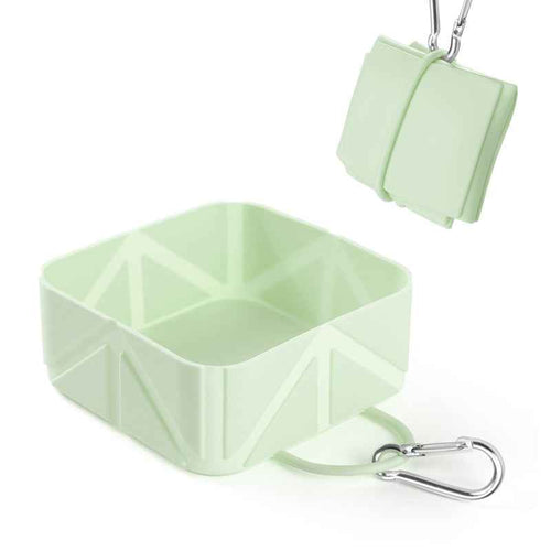 2 Pcs Silicone Travel Pet Bowl 500ml  - Green - Luxe Whiskers