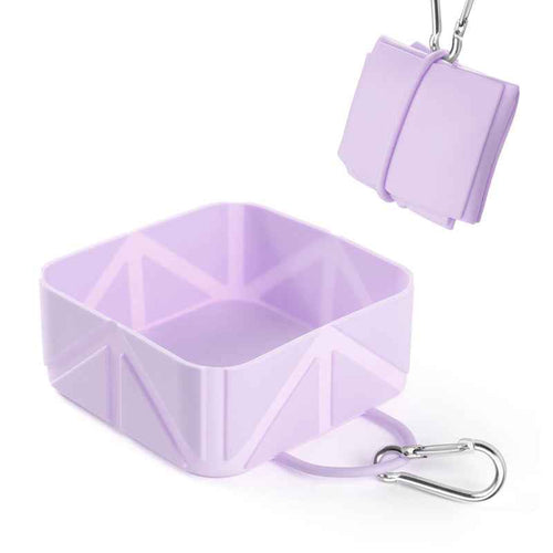 2 Pcs Silicone Travel Pet Bowl 500ml - Purple - Luxe Whiskers