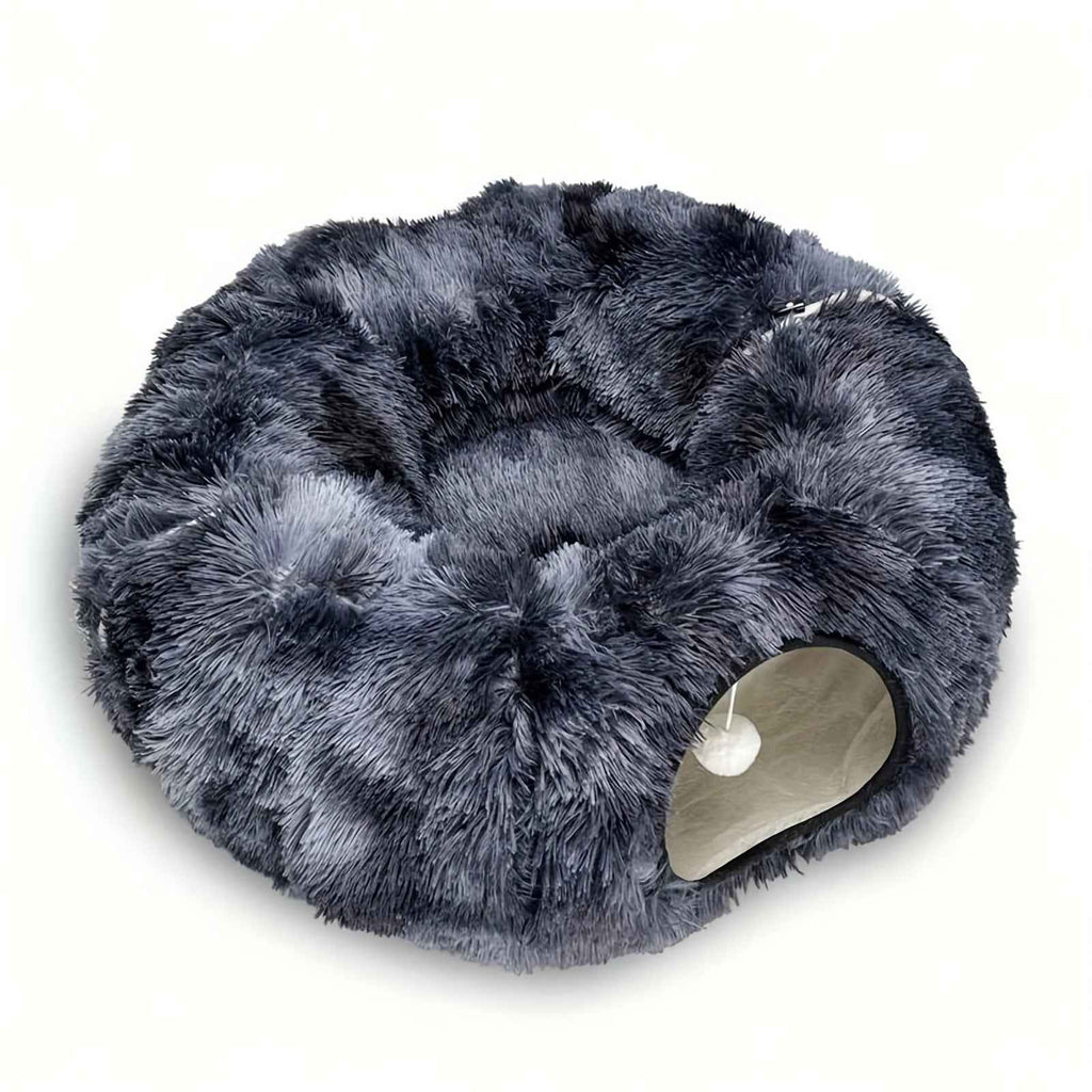 2-in-1 Dark Cat Bed with Cozy Hidden Tunnel - Dark Blue - Luxe Whiskers