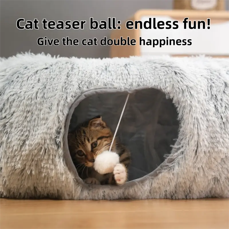 2-in-1 Dark Cat Bed with Cozy Hidden Tunnel - Dark Grey - Luxe Whiskers