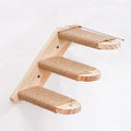 3-Tier Solid Wood Wall-Mounted Cat Climbing Ladder - Vertical Jumping Steps for Indoor Cats with Installation Kit Luxe Whiskers