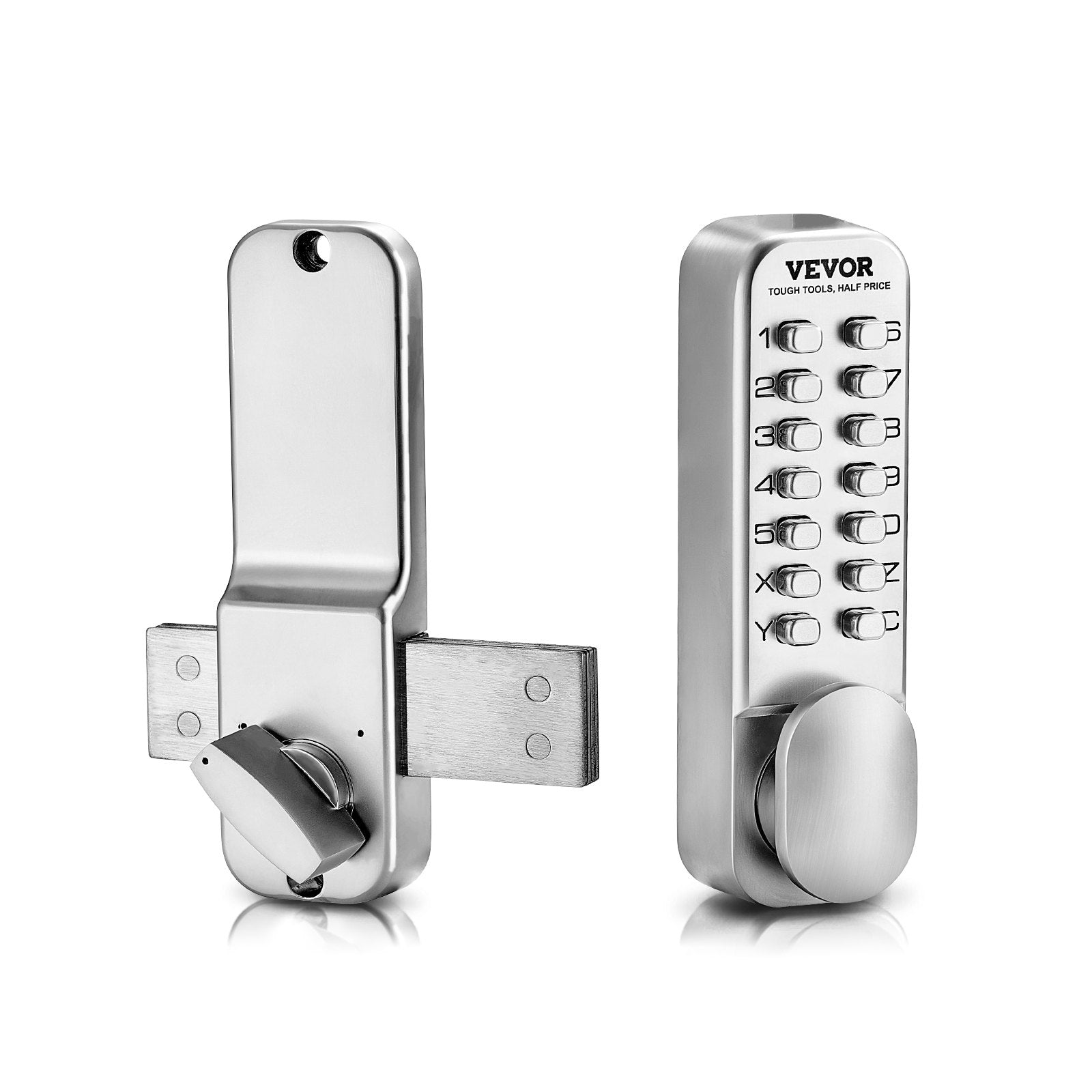 Mechanical Keyless Entry Door Lock, 14 Key Mechanical Door Lock, Mechanical Keypad Door Lock with Adjustable Thumb Knob, Single-Side Zinc Alloy Waterproof Keyless Gate Lock, for Home Office Luxe Whiskers
