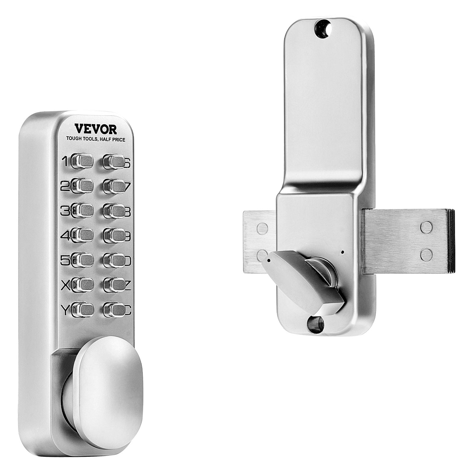 Mechanical Keyless Entry Door Lock, 14 Key Mechanical Door Lock, Mechanical Keypad Door Lock with Adjustable Thumb Knob, Single-Side Zinc Alloy Waterproof Keyless Gate Lock, for Home Office Luxe Whiskers