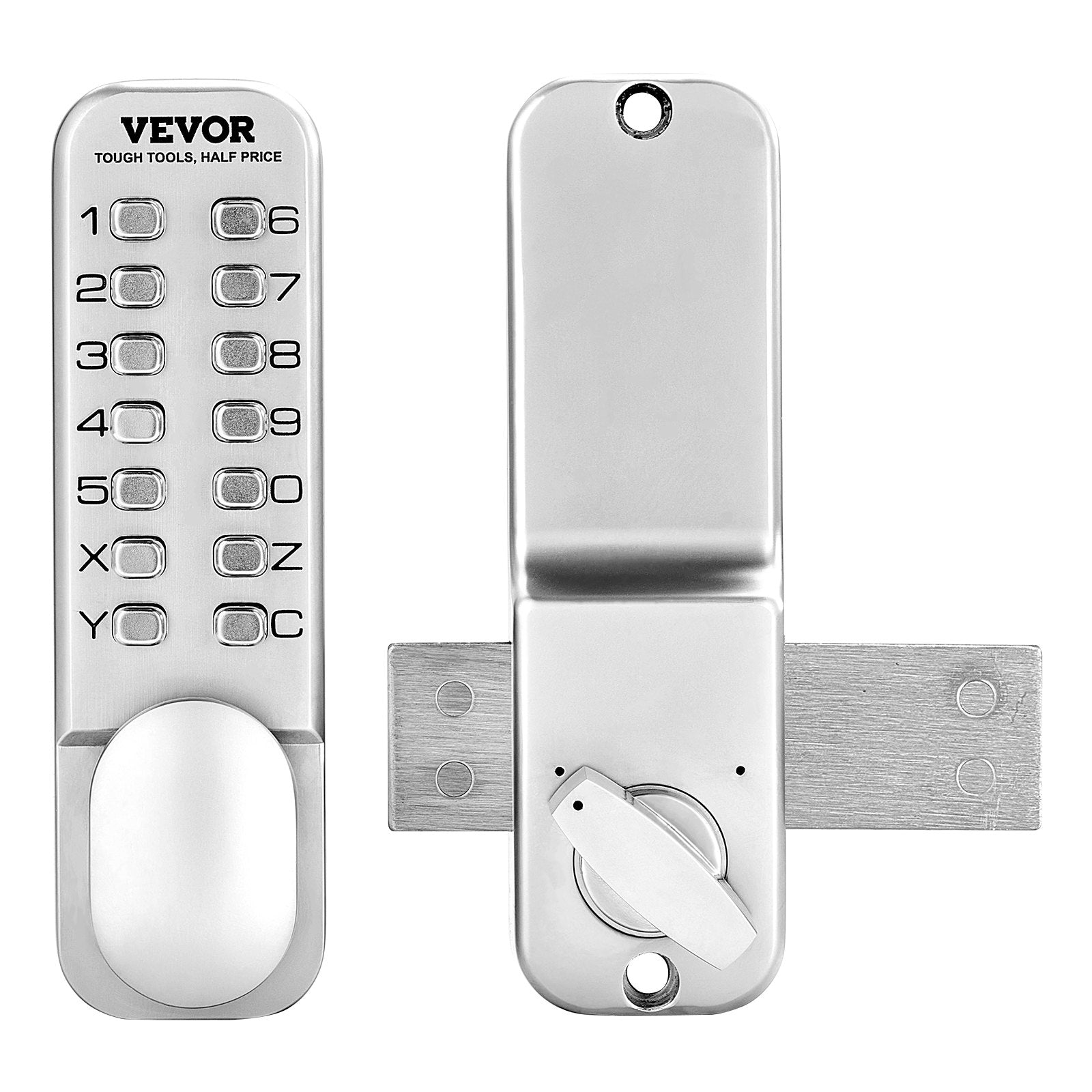 Mechanical Keyless Entry Door Lock, 14 Key Mechanical Door Lock, Mechanical Keypad Door Lock with Adjustable Thumb Knob, Single-Side Zinc Alloy Waterproof Keyless Gate Lock, for Home Office Luxe Whiskers