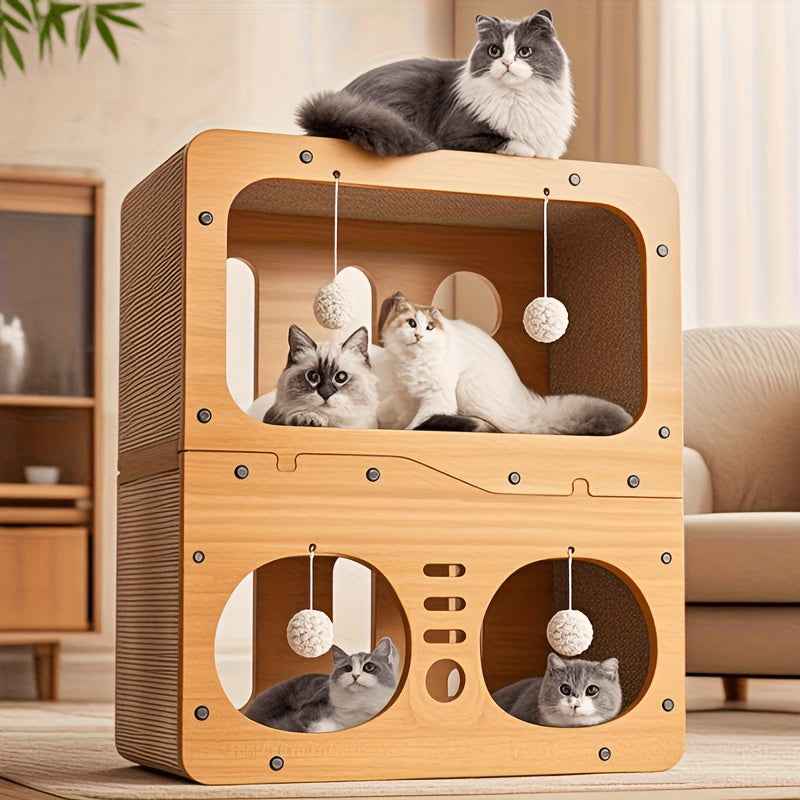 Two-Storey Cat Villa - Luxe Whiskers